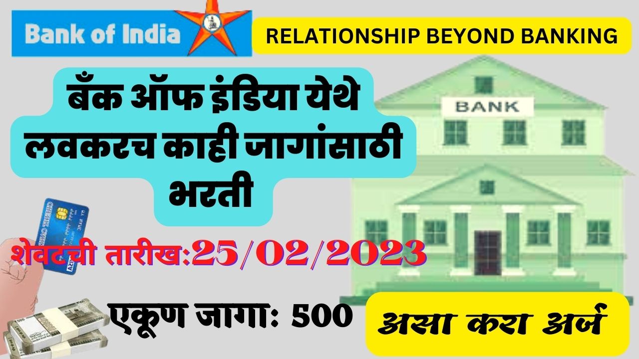  BOI Requirement 2023 | ग्रॅज्युएट उमेदवारांसाठी बँकेत 500 जागांसाठी नोकरीची संधी.